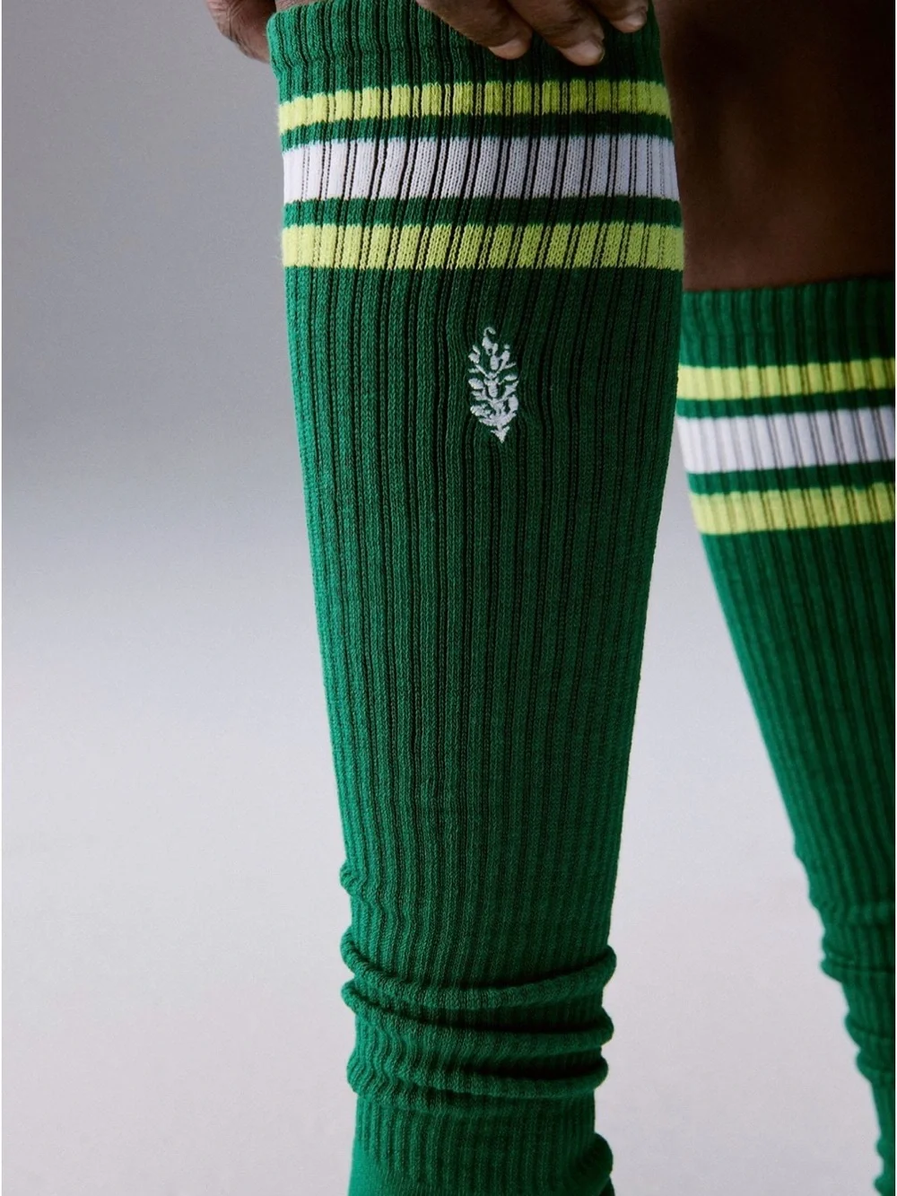 FP Movement Knee High Logo Stripe Socks (Heritage Green Combo - Size One Size, N